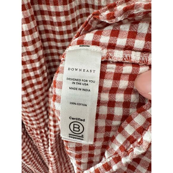 DOWNEAST | Red White Gingham Tiered Midi Skirt | Medium - Picture 5 of 6